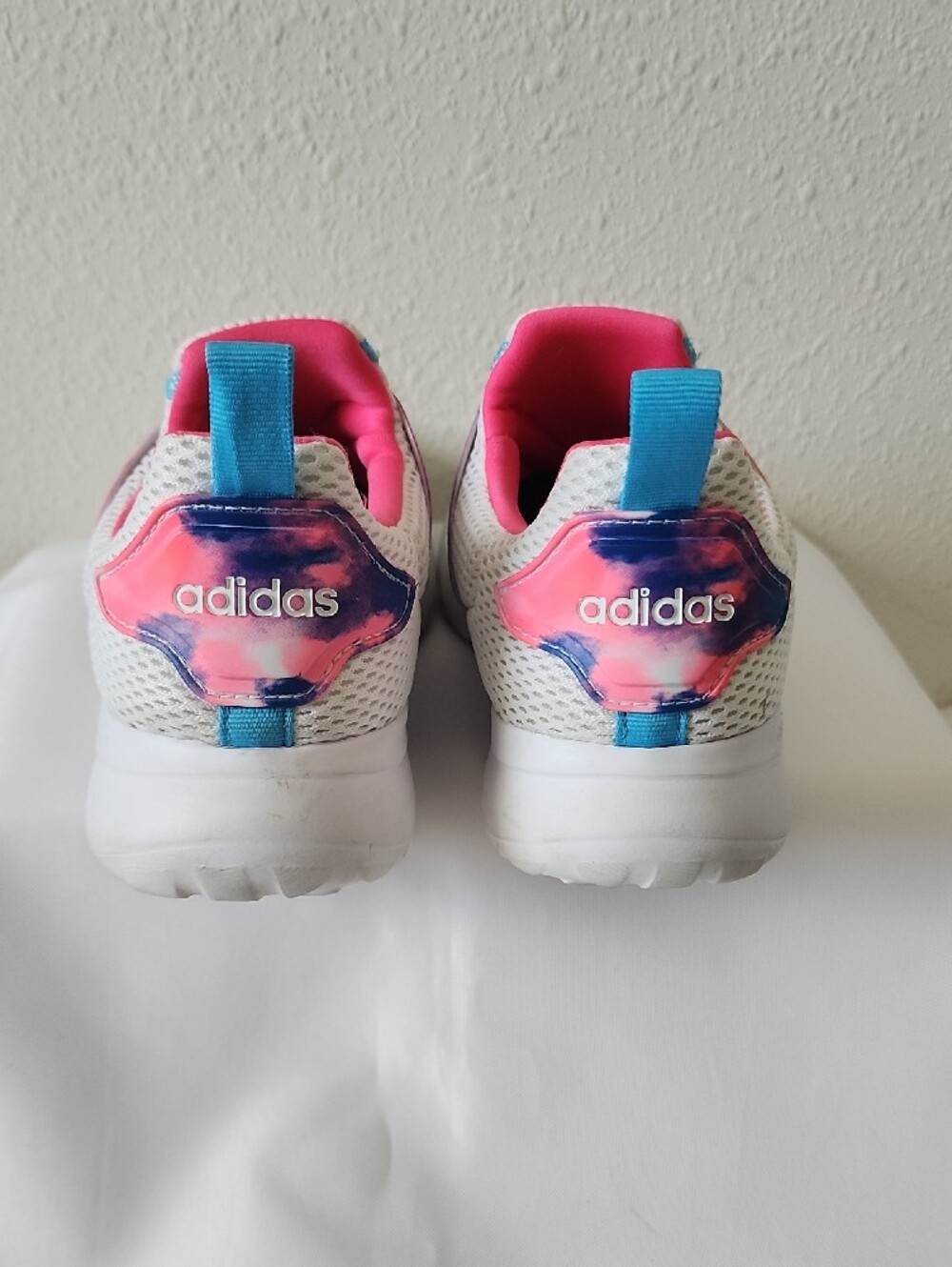 adidas Kids White Pink Blue Slip-On Athletic Sneakers - Picture 3 of 8